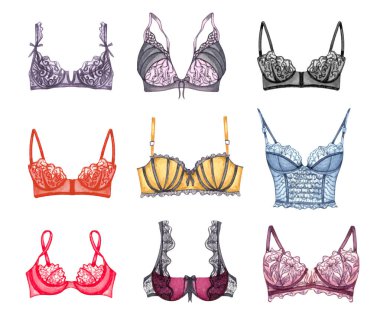 Suluboya iç çamaşırı. El çizimi iç çamaşırı. Moda çizimi