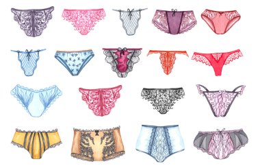 Suluboya iç çamaşırı. El çizimi iç çamaşırı. Moda çizimi