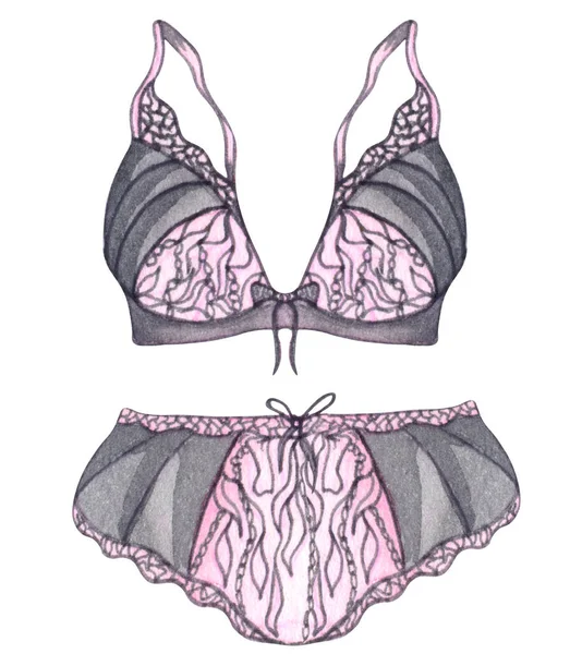 Aquarel Lingerie Handtekenondergoed Modeillustratie — Stockfoto