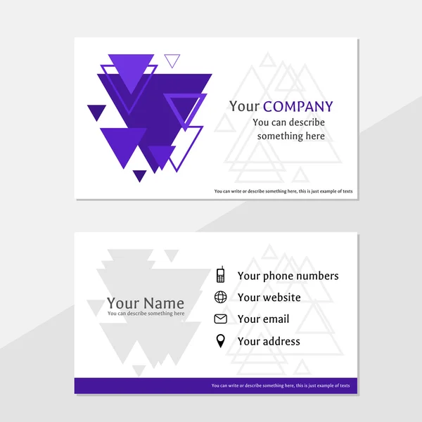 Business card with purple triangles — Stock Vector