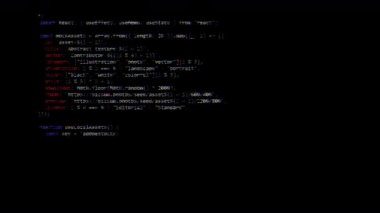 Basit bir Kaynak Kod Metni Animasyonu, Kasıtlı Bozukluk Efekti. Yüksek kalite 4k görüntü