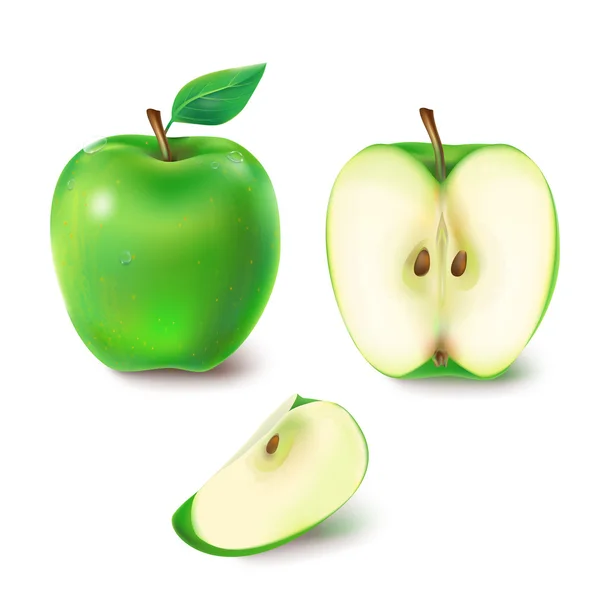 Vectorillustratie van een sappige groene appel. — Stockvector