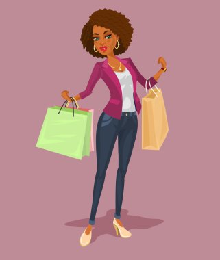 Gülümseyen kız shopper-vektör