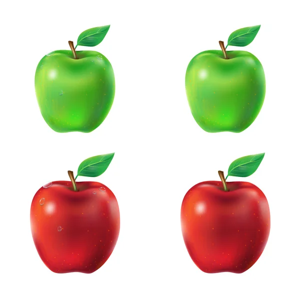 Verzameling van vector illustratie groene en rode appels — Stockvector