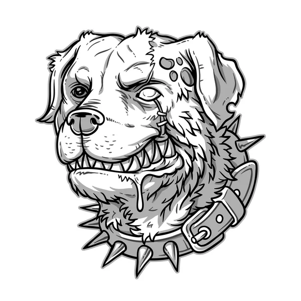 Ilustración vectorial del perro loco malvado — Archivo Imágenes Vectoriales