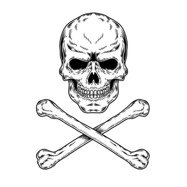 Ilustración vectorial de un cráneo y huesos cruzados — Archivo Imágenes Vectoriales