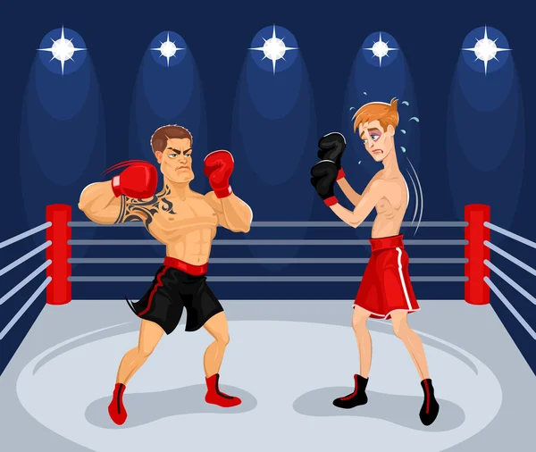 Ilustración vectorial de boxeadores en el ring . — Archivo Imágenes Vectoriales