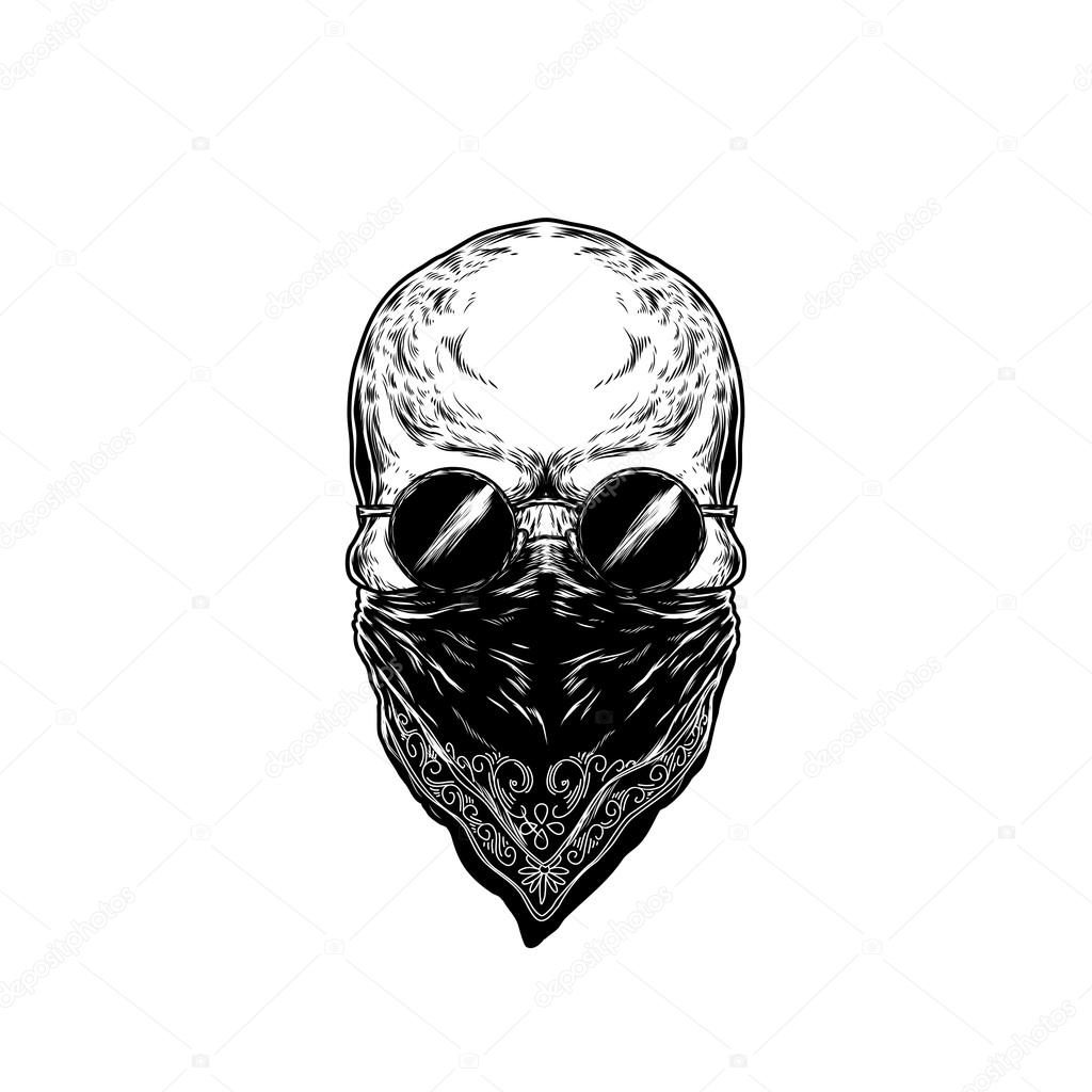 Vector illustration of human skull with glasses