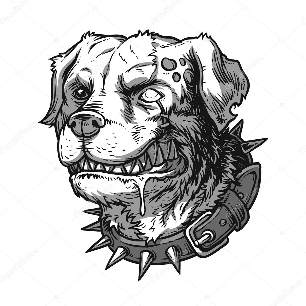 Vector illustration of evil mad dog