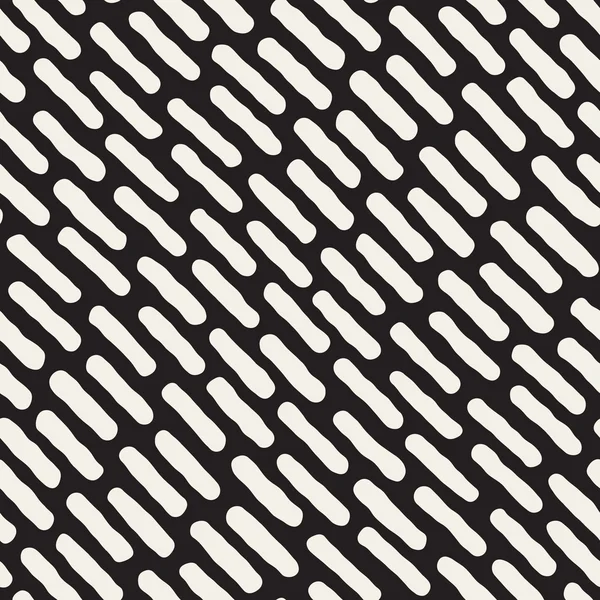 Vector sömlös svartvitt Hand dras diagonala rundade linjer mönster — Stock vektor