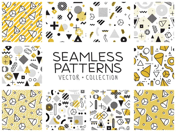 Seamless patterns in Memphis style — Stock Vector