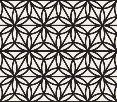 Vektör sorunsuz siyah ve beyaz geometrik daire üçgen şekil desen