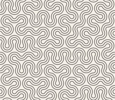 Vektör Dikişsiz Siyah ve Beyaz Yuvarlak Çizgili Noktalı Çizgi Geometrik Desen