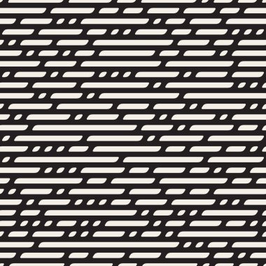Vektör Dikişsiz Siyah Ve Beyaz Kesikli Yatay Çizgiler Geometrik Desen