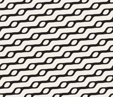 Vektör sorunsuz siyah ve beyaz çapraz dalgalı çizgiler geometrik desen