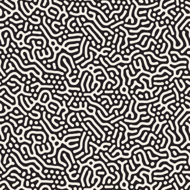 Vektör sorunsuz siyah ve beyaz karmakarışık organik şekiller desen