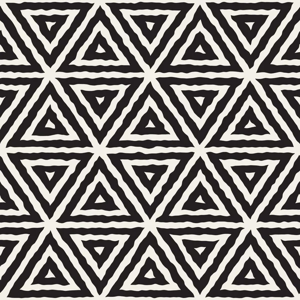 Vektör sorunsuz siyah ve beyaz el çekilmiş üçgen çizgi deseni