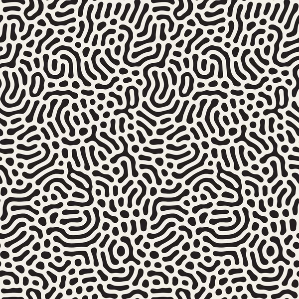 Vector naadloze Black And White wirwar organische vormen Pattern — Stockvector