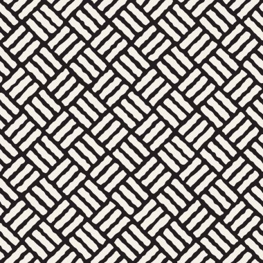 Vektör sorunsuz siyah ve beyaz el çekilmiş kaldırım desen