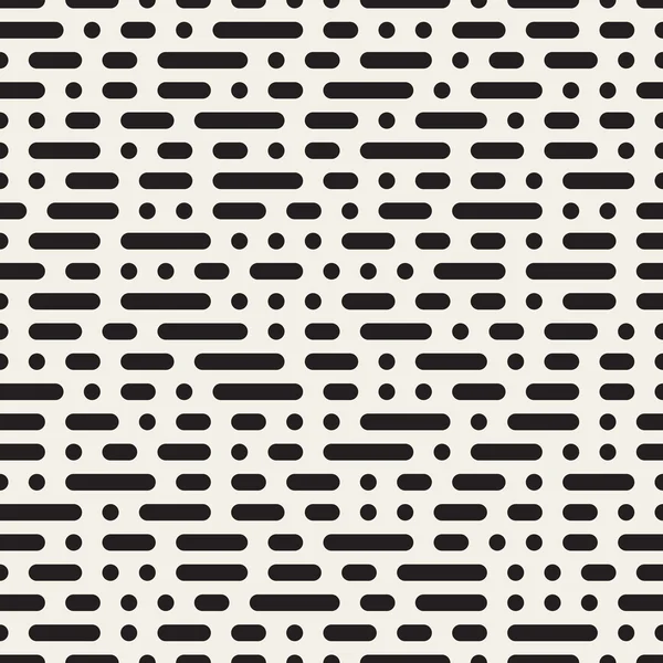 ベクトル黒と白のシームレスなモールス符号点線の水平方向の線のパターン — ストックベクタ