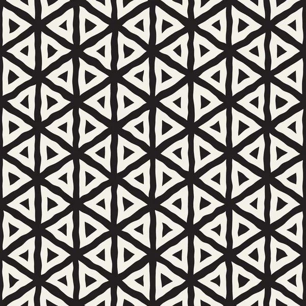Vektör sorunsuz siyah ve beyaz el çizilmiş üçgen çizgi deseni — Stok Vektör