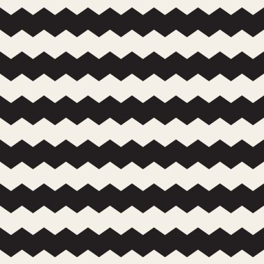 Geometrik desen vektör sorunsuz siyah ve beyaz zikzak yatay çizgiler