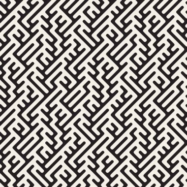 Vektör sorunsuz yuvarlak hatları düzensiz geometrik desen labirent