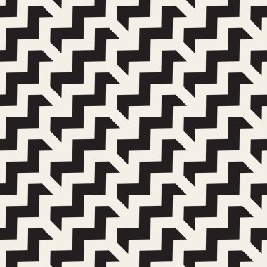Vektör sorunsuz siyah ve beyaz Chevron Zigzag geometrik desen çizgileri