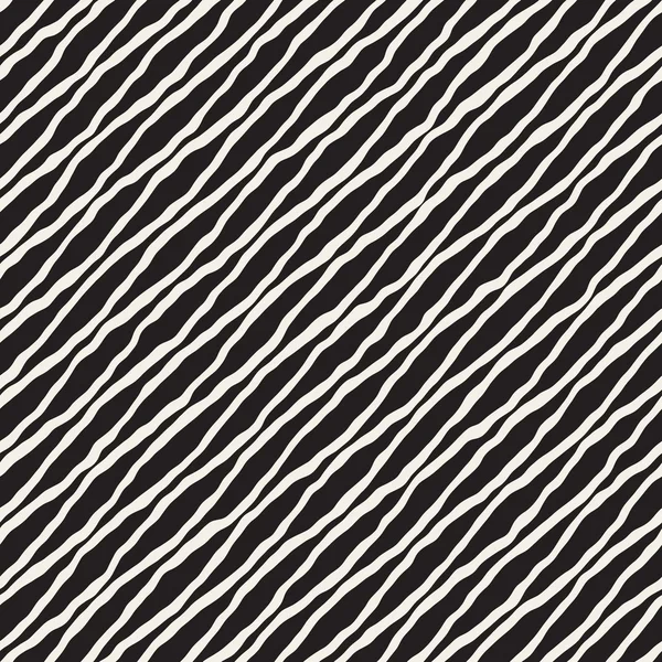 Modèle de lignes ondulées diagonales dessinées à la main sans couture vectorielle — Image vectorielle