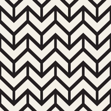Vektör sorunsuz siyah ve beyaz Chevron Zigzag geometrik desen çizgileri