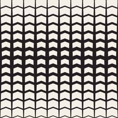 Vektör sorunsuz siyah ve beyaz ok şekli yarı ton geometrik desen