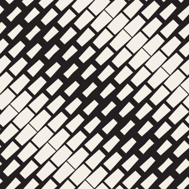 Vektör sorunsuz siyah ve beyaz çapraz dikdörtgen yarı ton geometrik desen