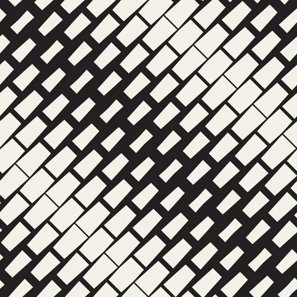 Vector Seamless Black And White Diagonal Rectangle Halftone Geometric Pattern — Stock Vector