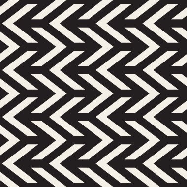 Vektör sorunsuz siyah ve beyaz Chevron Zigzag geometrik desen çizgileri