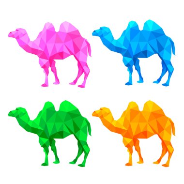 Üçgenler ile yapılan renkli geometrik deve.