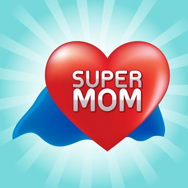 Super mamá en el corazón rojo . — Vector de stock