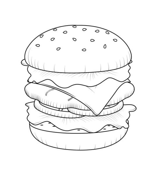 Sztuka Bazgrołów Hamburgerów Projekt Ikony Fast Food Ilustracja Wektora — Wektor stockowy