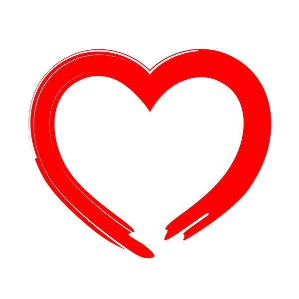 Kırmızı Kalp Şeklinde Aşk Sembolleri Için Dizayn Fırça Stili Vektör — Stok Vektör