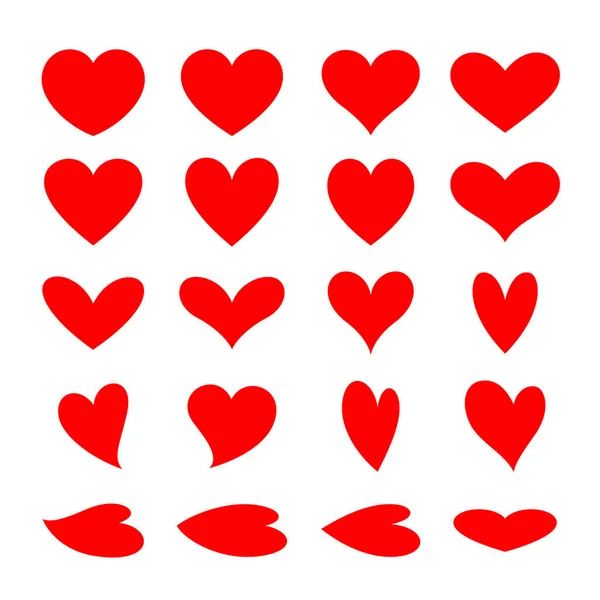 Uppsättning Röda Hjärta Ikon Design Kärlekens Symbol Vektorillustration — Stock vektor