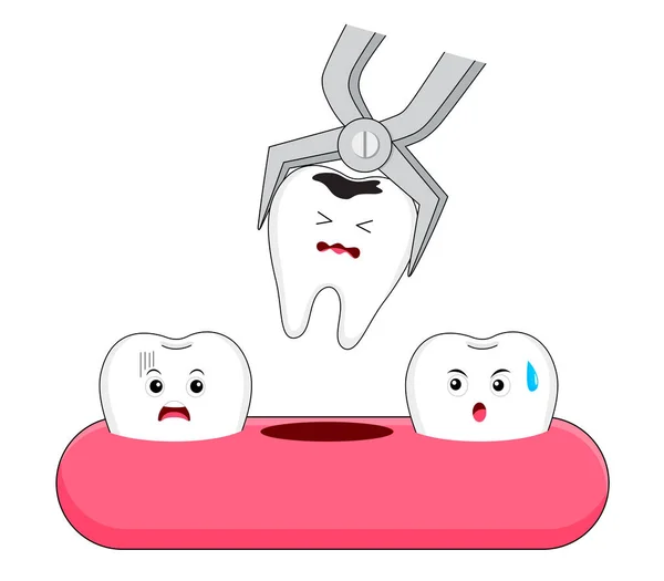 Estrazione Dei Denti Rimozione Del Carattere Del Dente Concetto Cura — Vettoriale Stock