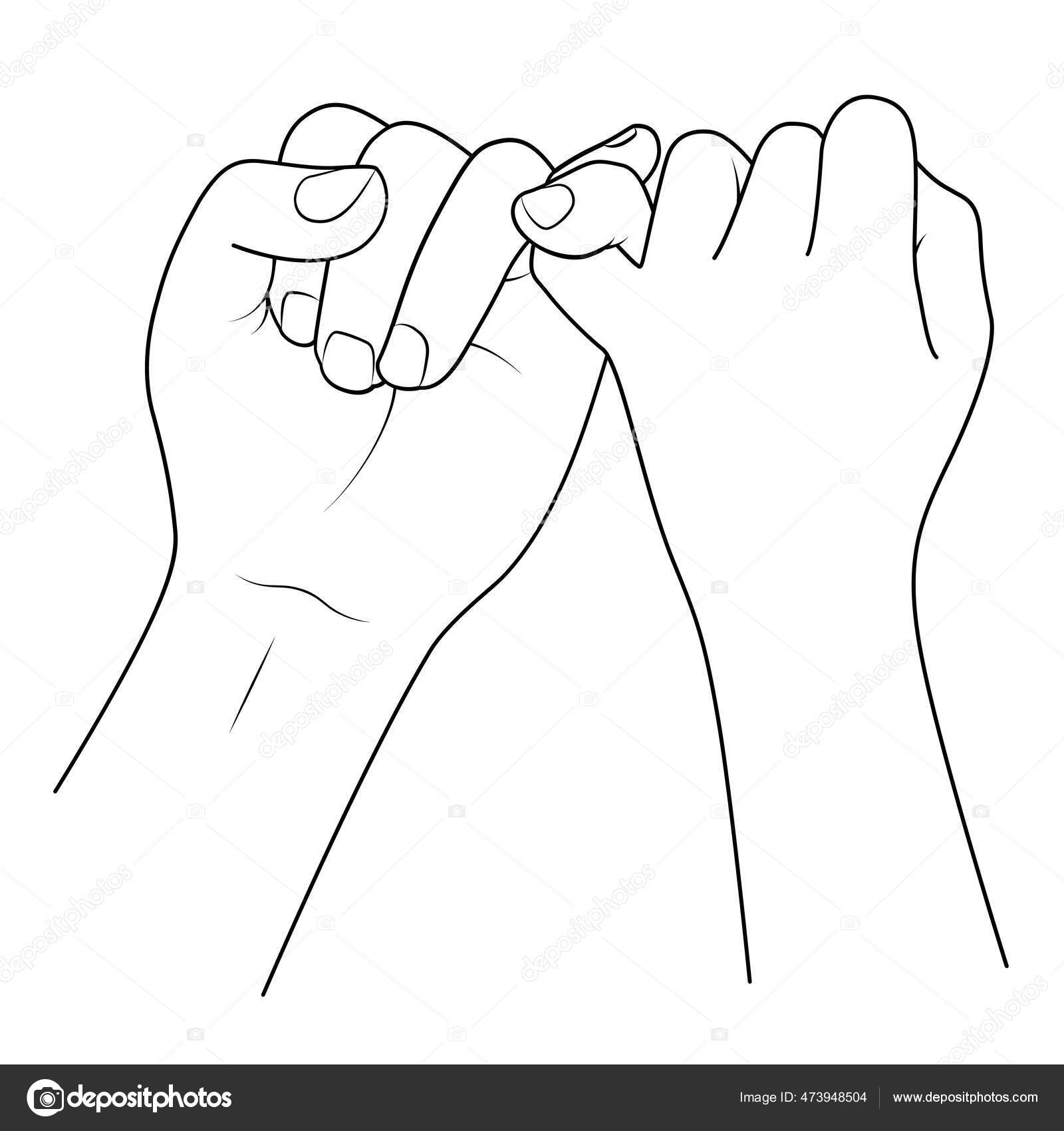 Holding Hands Outline Vector Illustration Doodles Hand Drawn Female Male Stock Vector Image By C Wowow