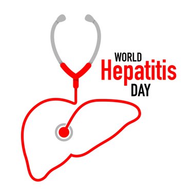 Stetoskop insan karaciğeri şeklinde. Karaciğer kontrolü, dünya hepatit günü konsepti. Vektör illüstrasyonu.