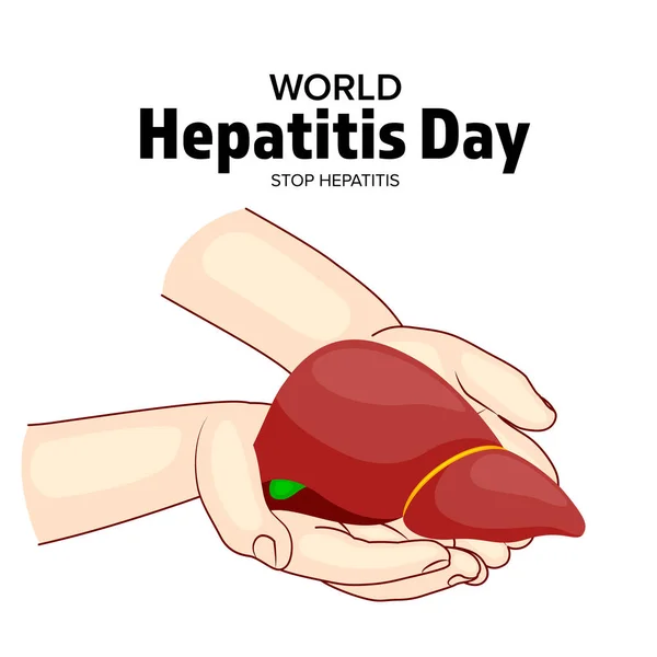 Menschliche Hand Mit Leber Welttag Der Hepatitis Vektorillustration — Stockvektor