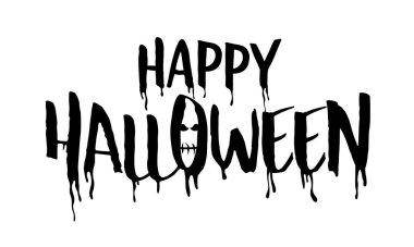 Cadılar Bayramı 'nın mektup tasarımı. Vektör çizimi. Pankart, poster, tebrik kartı, parti davetiyesi için bayram el yazısı.