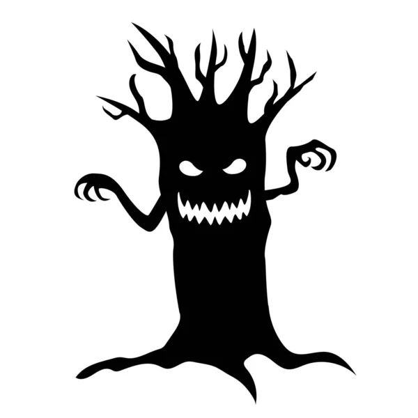 Árvore Assustadora Para Halloween Personagem Silhueta Ilustração Vetorial —  Vetores de Stock