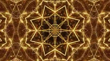 Soyut Altın Kaleydoskopik Örnekler Işık ve Enerjinin Çarpıcı Görsel Gösterimi.