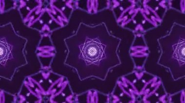 Soyut Kaleydoskopik Mor Desenli Özgeçmiş ve Görsel Efektler İçin Kusursuz Döngü.
