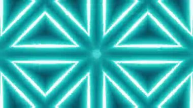 Geometrik desenleri ve parlayan ışıkları olan fütürist soyut neon tünelleri.