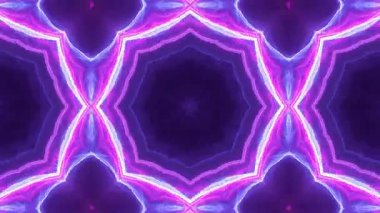 Parlayan Neon Işığı Efektleri ve Mor Arkaplan ile Soyut Geometrik Desen Animasyonu.