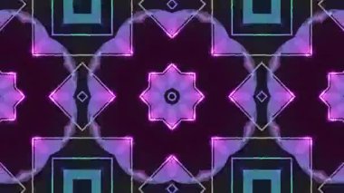 Renkli Neon Işıklarının Soyut Geometrik Deseni Kaleydoskop Arkaplanı.